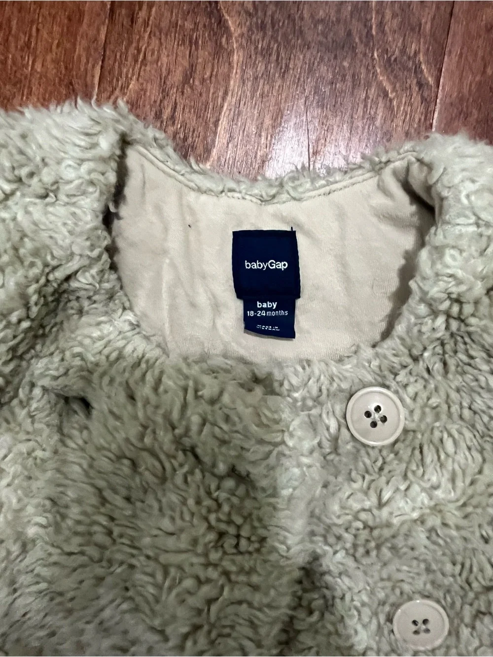 GAP Girls Cream Faux Fur Pea Coat